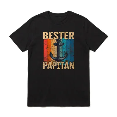 Papitän Kapitän Bester Papa T-Shirt – Klassisches T-Shirt in Schwarz