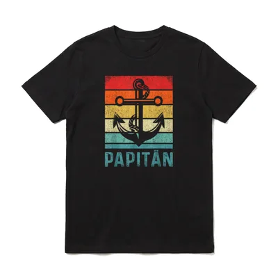 Papitän Retro Vater Papa T-Shirt – Klassisches T-Shirt in Schwarz