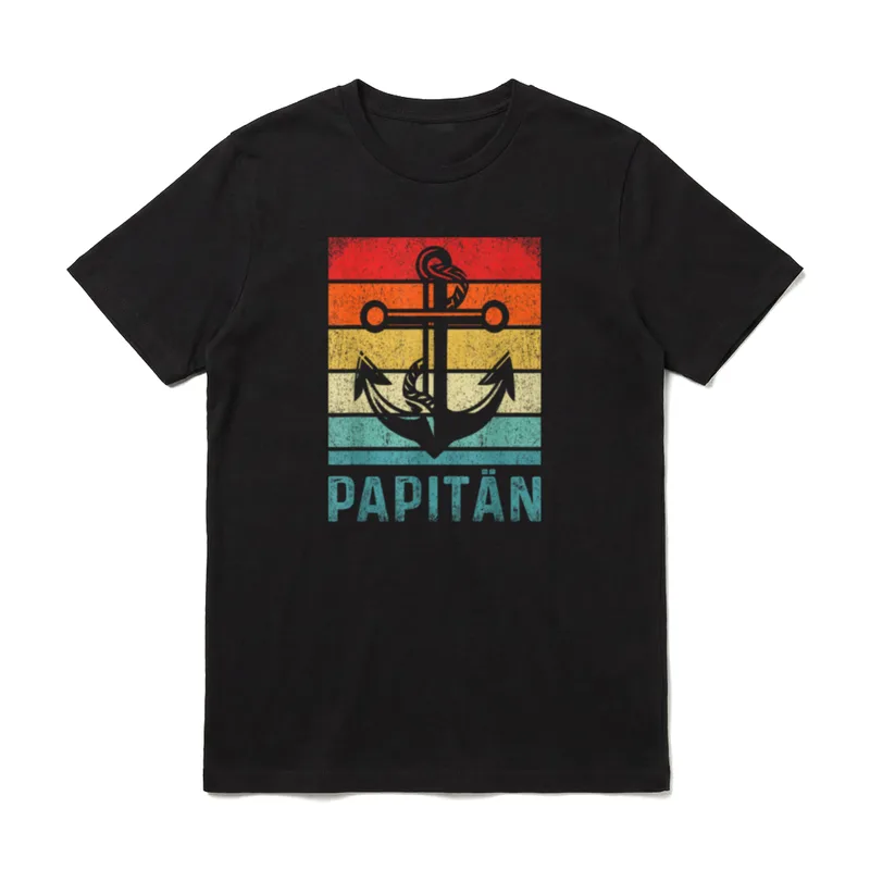 Papitän Retro Vater Papa T-Shirt – Klassisches T-Shirt in Schwarz