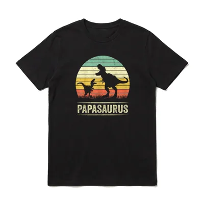 Papasaurus Rex Father Dinosaur T-Shirt – Klassisches T-Shirt in Schwarz