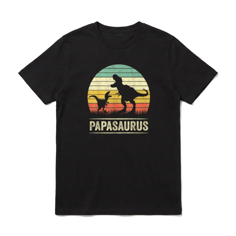 Papasaurus Rex Father Dinosaur T-Shirt – Klassisches T-Shirt in Schwarz