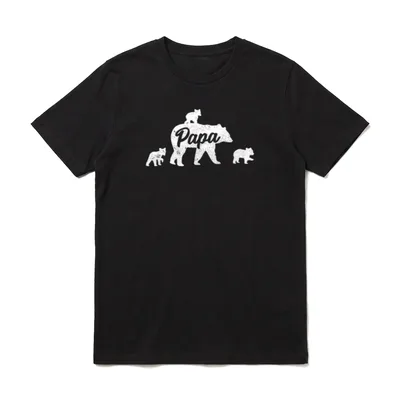Vintage Papa Bär 3 T-Shirt – Bär mit drei Jungtieren und Schriftzug „Papa“ – Klassisches T-Shirt in Schwarz