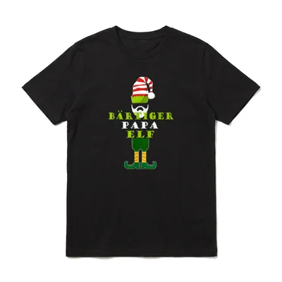 Bärtiger Papa Elf Weihnachten T-Shirt – Klassisches T-Shirt in Schwarz
