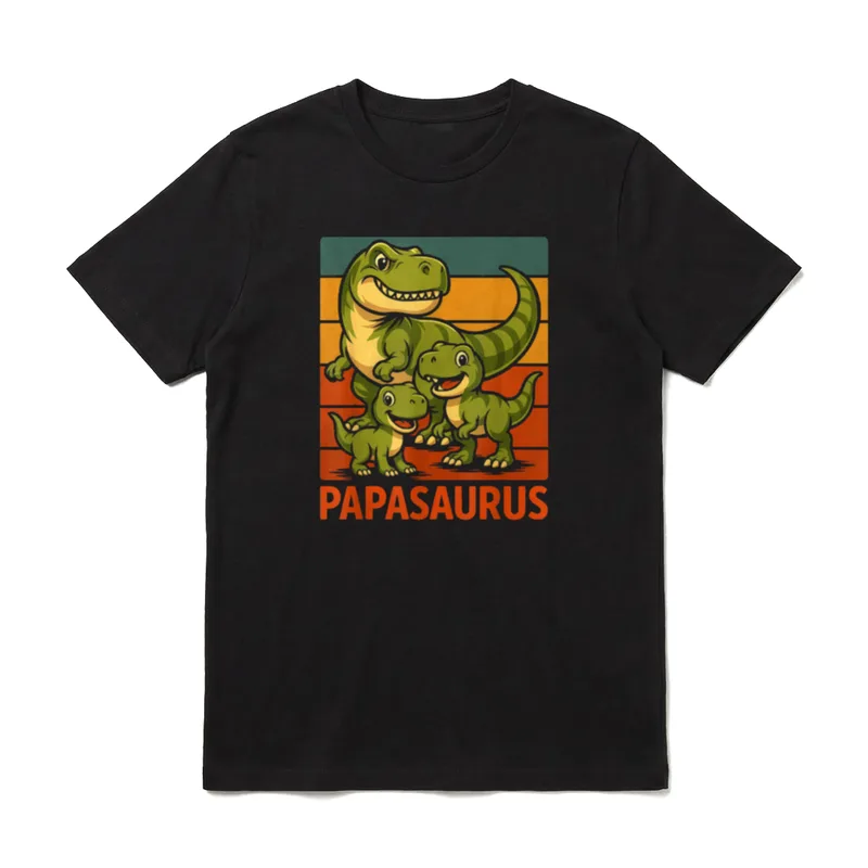 Papasaurus mit 2 Kindern T-Shirt – Klassisches T-Shirt in Schwarz