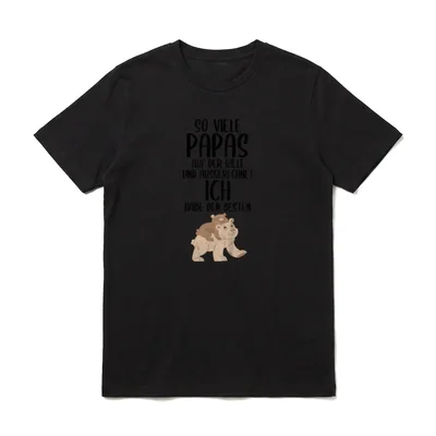 Ich habe den besten Papa T-Shirt – Bär mit Kind auf dem Rücken und Text über den besten Papa – Klassisches T-Shirt in Schwarz