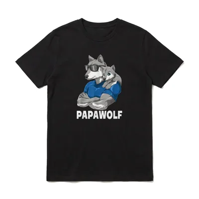 Papawolf Wolf Papa T-Shirt – Klassisches T-Shirt in Schwarz