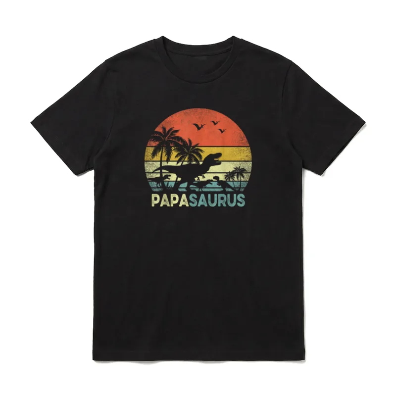 Papa Dinosaurier Papasaurus 3 Drei T-Shirt – Klassisches T-Shirt in Schwarz