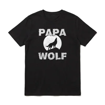 Papa Wolf Wölfe Lustig T-Shirt – Klassisches T-Shirt in Schwarz