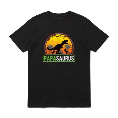 Papasaurus T-Rex Papa 2 Dino T-Shirt – Klassisches T-Shirt in Schwarz