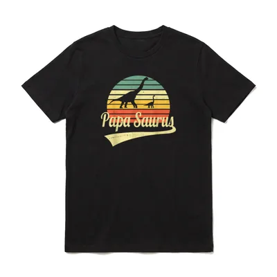 Papa Saurus Vintage Vatertag T-Shirt – Klassisches T-Shirt in Schwarz