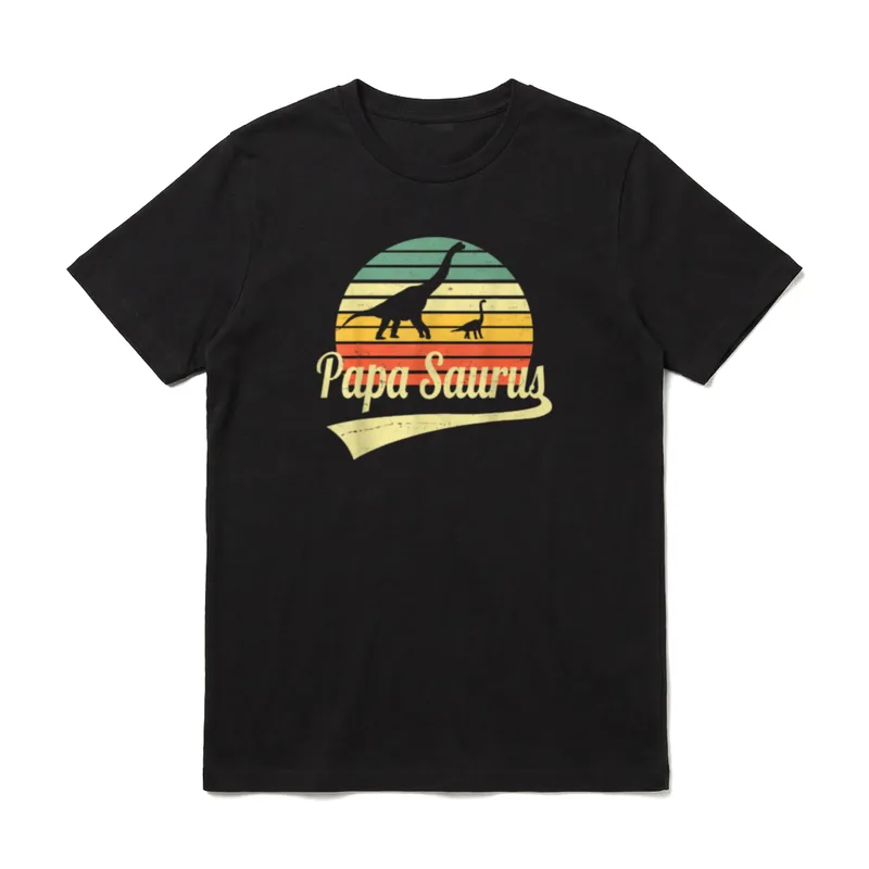 Papa Saurus Vintage Vatertag T-Shirt – Klassisches T-Shirt in Schwarz