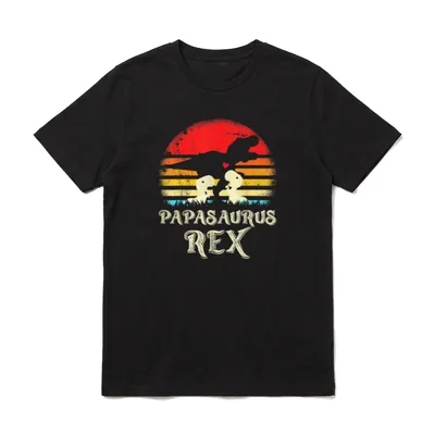 Papa Dinosaurier Rex Lustige T-Shirt – Klassisches T-Shirt in Schwarz