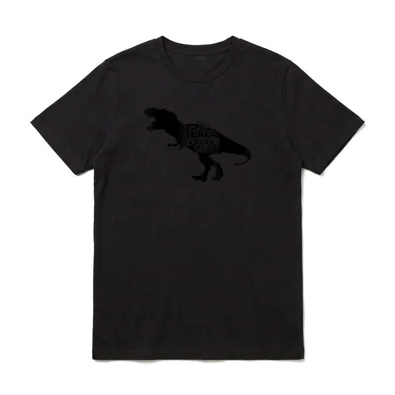 Vatertag Papasaurus Dino Papa T-Shirt – Dino-Silhouette mit Schriftzug „Best Papasaurus Rex“ – Klassisches T-Shirt in Schwarz