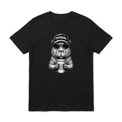 Papibara Vatertag Lustiger Papa T-Shirt – Klassisches T-Shirt in Schwarz