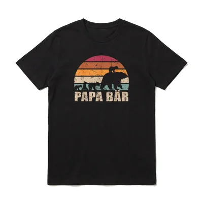 Papa Bär 4 Vatertag Retro T-Shirt – Klassisches T-Shirt in Schwarz