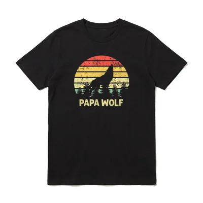 Papa Wolf Heulender Mond T-Shirt – Klassisches T-Shirt in Schwarz