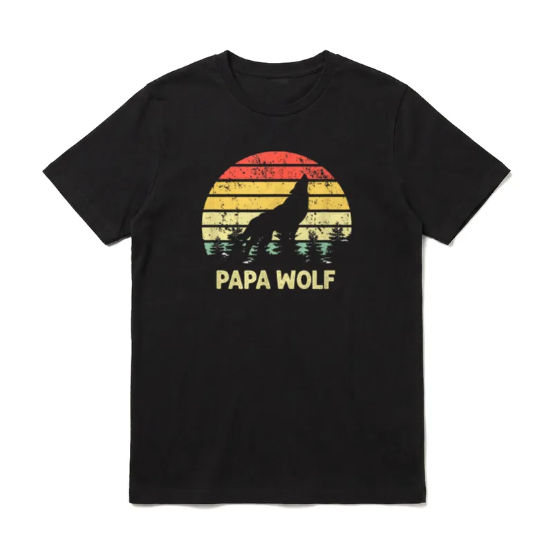 Papa Wolf Heulender Mond T-Shirt – Klassisches T-Shirt in Schwarz