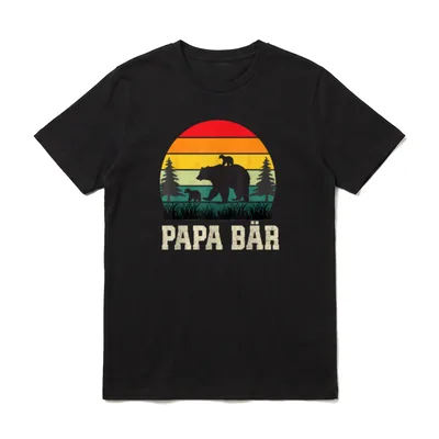 Papa Bär mit Zwillingen T-Shirt – Klassisches T-Shirt in Schwarz