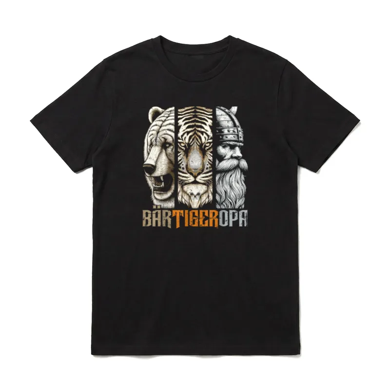 BÄRTIGEROPA Bart Vollbart Bär T-Shirt – Klassisches T-Shirt in Schwarz