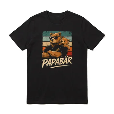 PAPABÄR Funny Fathers Day T-Shirt – Klassisches T-Shirt in Schwarz