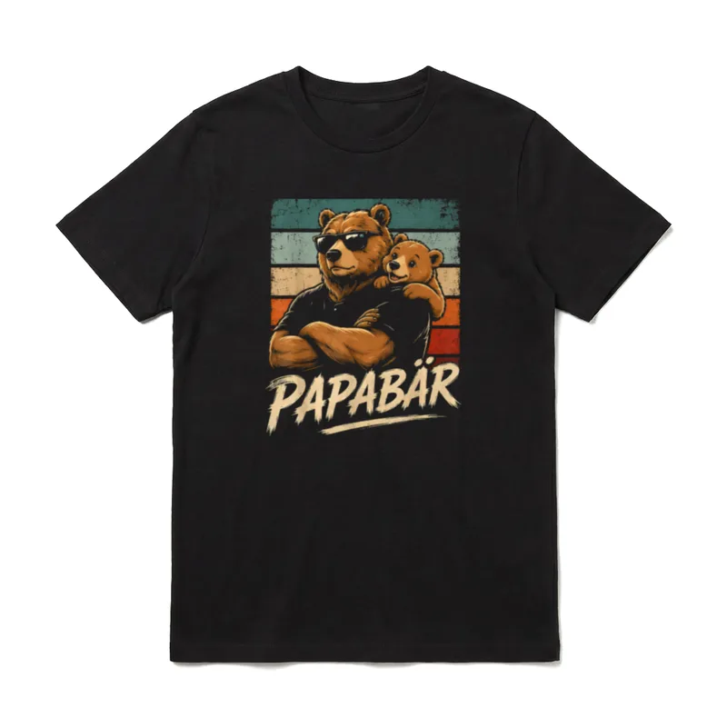 PAPABÄR Funny Fathers Day T-Shirt – Klassisches T-Shirt in Schwarz