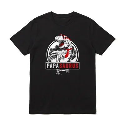 Papasaurus T Rex Dinosaurier T-Shirt – Klassisches T-Shirt in Schwarz