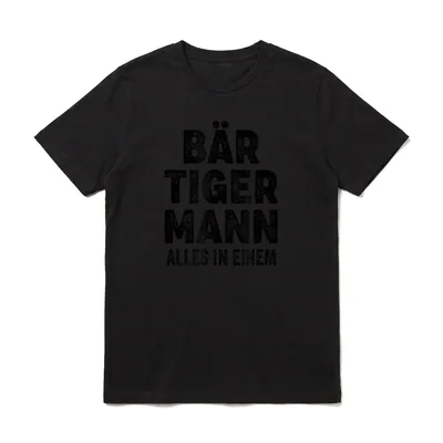 Bär Tiger Mann Bärtgier T-Shirt – Klassisches T-Shirt in Schwarz