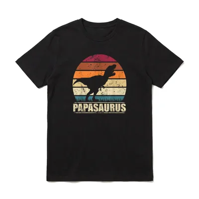 Papasaurus Dino Familien Vater T-Shirt – Klassisches T-Shirt in Schwarz
