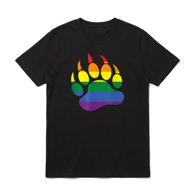 LGBT Gay Lesben CSD T-Shirt – Bärenpfote in Regenbogenfarben als Pride-Symbol – Klassisches T-Shirt in Schwarz