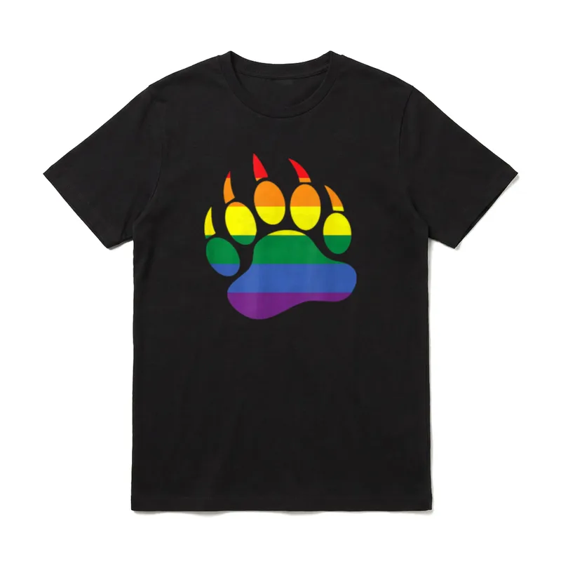LGBT Gay Lesben CSD T-Shirt – Bärenpfote in Regenbogenfarben als Pride-Symbol – Klassisches T-Shirt in Schwarz