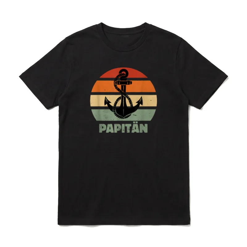 Papitän Papa und Kapitän Retro T-Shirt – Klassisches T-Shirt in Schwarz