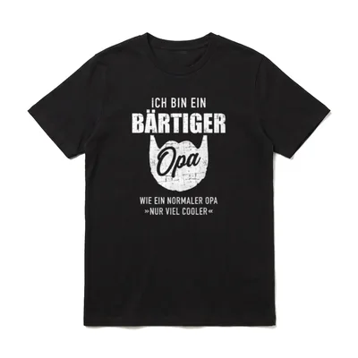 Bärtiger Opa mit Bart T-Shirt – Klassisches T-Shirt in Schwarz