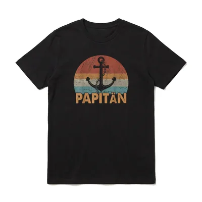 Papitän Retro Vintage Father T-Shirt – Klassisches T-Shirt in Schwarz