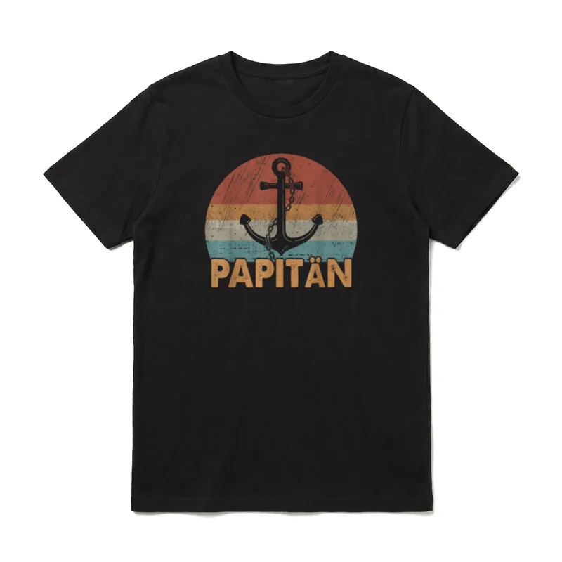 Papitän Retro Vintage Father T-Shirt – Klassisches T-Shirt in Schwarz