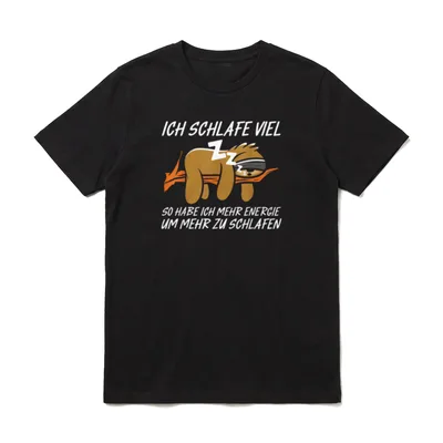 Ich Schlafe Viel Schlafshirt T-Shirt – Faultier mit Schlafmaske und Text über viel Schlafen – Klassisches T-Shirt in Schwarz