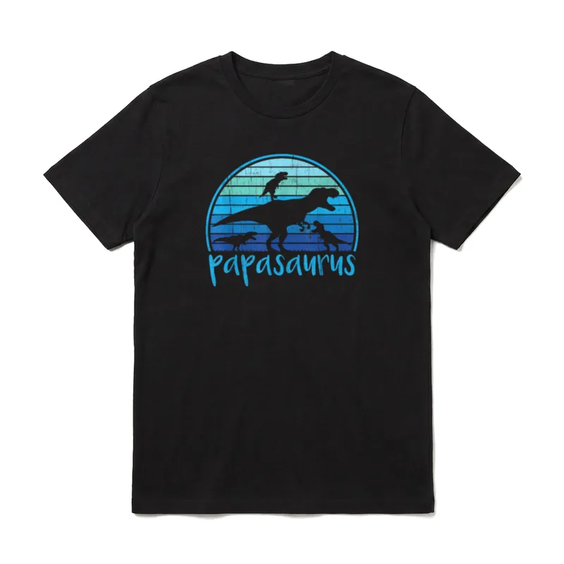 Papasaurus 3 Vintage Retro T-Shirt – Klassisches T-Shirt in Schwarz