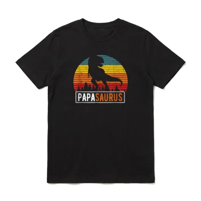 PapaSaurus Papa T-Rex Dinosaurier Retro T-Shirt – Klassisches T-Shirt in Schwarz