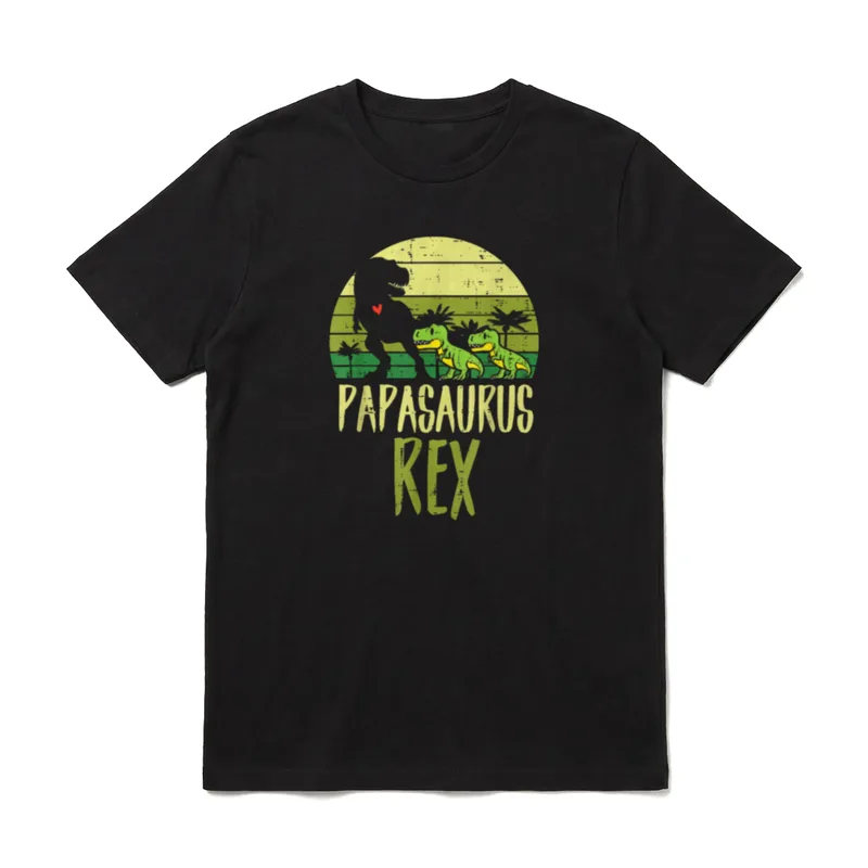 Papasaurus Trex Funny Fathers T-Shirt – Klassisches T-Shirt in Schwarz