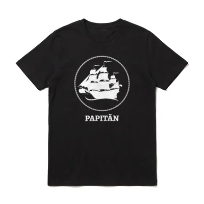 Papitän T-Shirt – Segelschiff im Kettenkreis, Schriftzug PAPITÄN – Klassisches T-Shirt in Schwarz