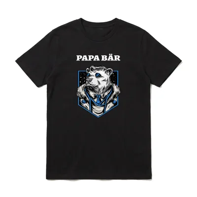 Lustiges Vatertags Papa Bär Papa-Wortspiele & Tiere T-Shirt – Klassisches T-Shirt in Schwarz