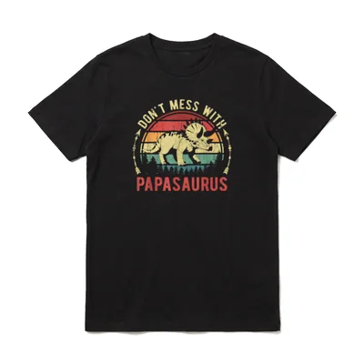 Papasaurus Dino Lustiges Dinosaurier T-Shirt – Klassisches T-Shirt in Schwarz