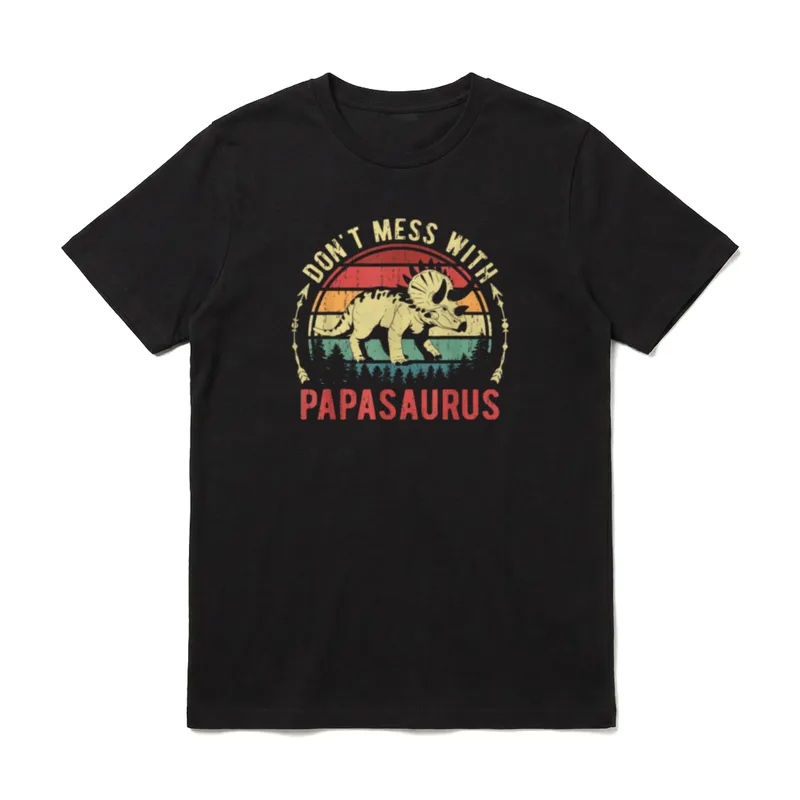 Papasaurus Dino Lustiges Dinosaurier T-Shirt – Klassisches T-Shirt in Schwarz
