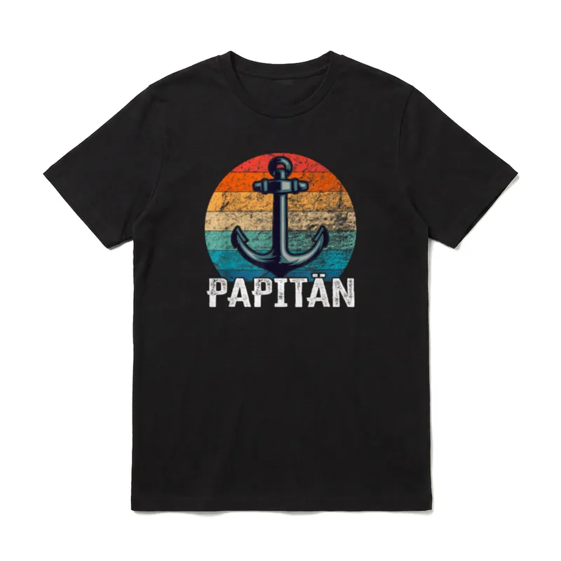 Papitän Kapitän Bester Papa T-Shirt – Klassisches T-Shirt in Schwarz