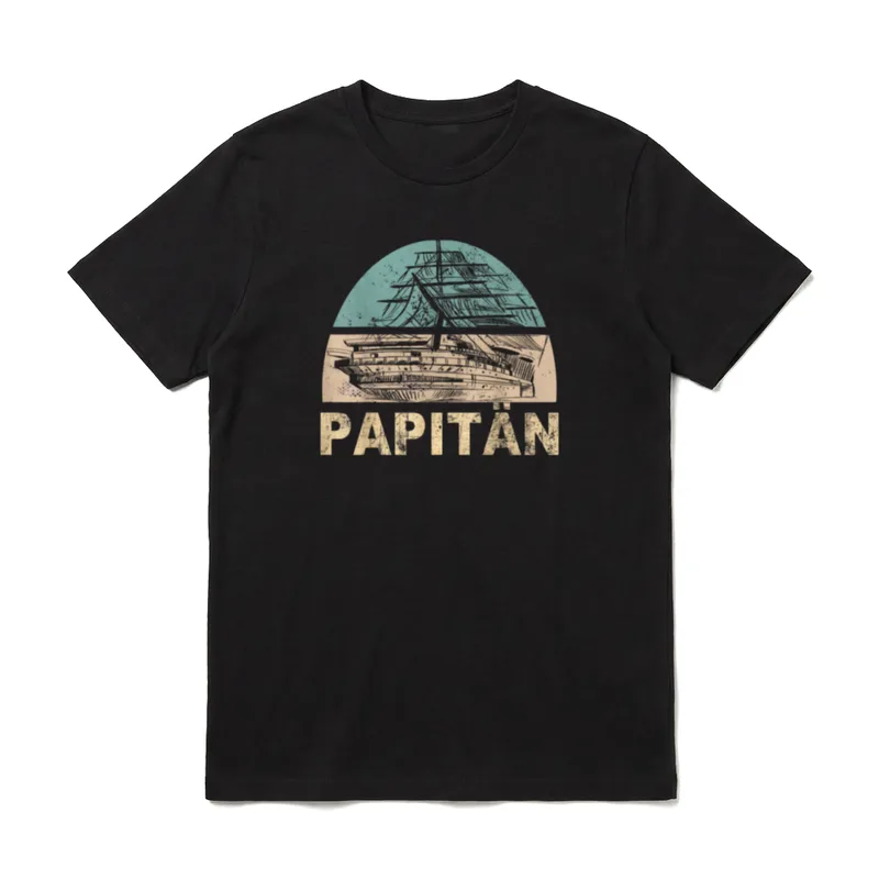 Papitän Vater Papa Kapitän T-Shirt – Klassisches T-Shirt in Schwarz