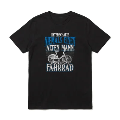 T-Shirt Radfahren Damen – Schriftzug Alter Mann Fahrrad mit flügelbewehrtem Bike-Logo – Klassisches T-Shirt in Schwarz