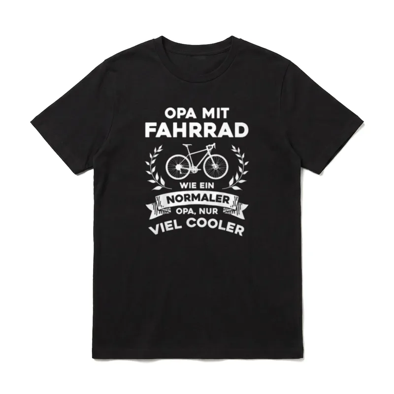 Opa mit Fahrrad nur T-Shirt – Klassisches T-Shirt in Schwarz