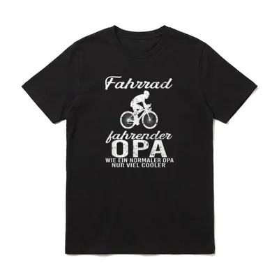 Fahrrad fahrender Opa wie T-Shirt – Klassisches T-Shirt in Schwarz
