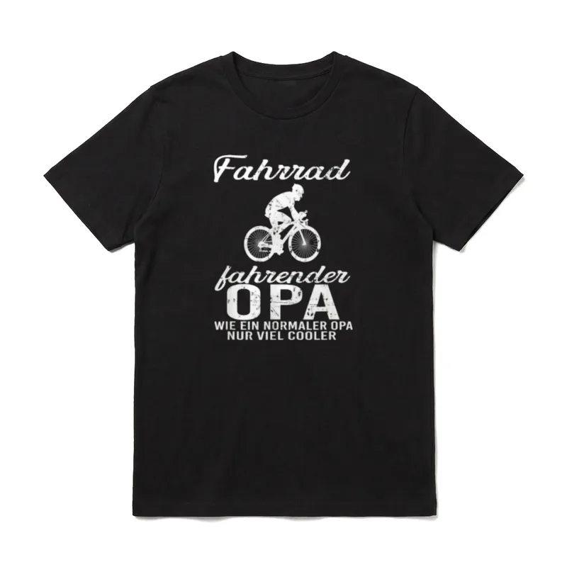Fahrrad fahrender Opa wie T-Shirt – Klassisches T-Shirt in Schwarz