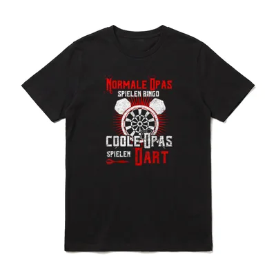 Lustiges Dart Shirt – Dart Scheibe mit Spruch über coole und normale Opas in Rot und Weiß – Klassisches T-Shirt in Schwarz