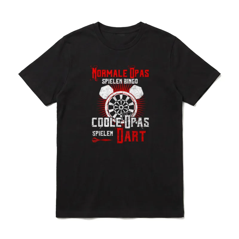 Lustiges Dart Shirt – Dart Scheibe mit Spruch über coole und normale Opas in Rot und Weiß – Klassisches T-Shirt in Schwarz